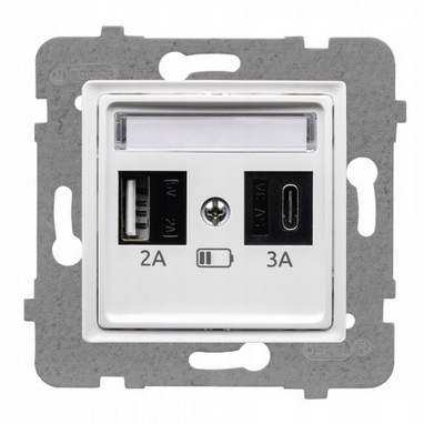 Biela nástenná USB zásuvka Polmark